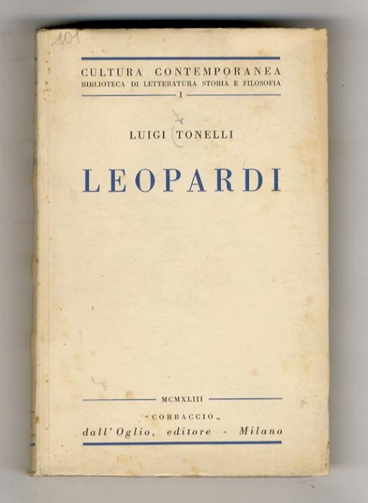 Leopardi. Seconda edizione - Luigi Tonelli - copertina