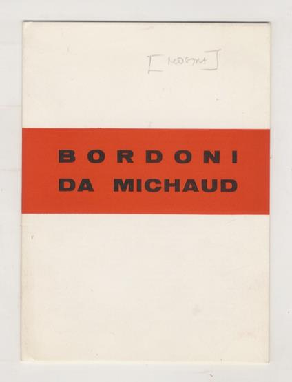 Bordoni. (Testo di M. Masciotta) - copertina