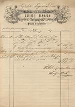 Fattura del pittore-decoratore Luigi Baldi di Firenze, intestata al Sig Antonio Capacci, datata 20 dicembre 1868