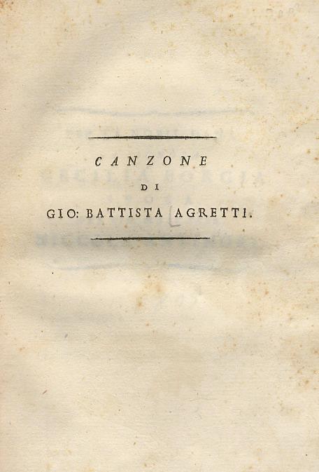 Canzone di Gio. Battista Agretti [per la Nobil Dama la Signora Cecilia Borgia, sposa del sig. marchese Niccola Antinori] - copertina