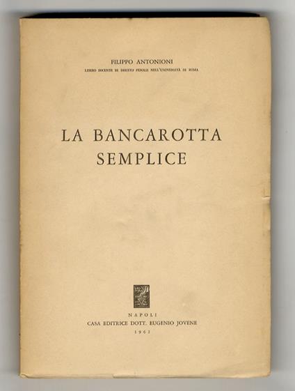 La bancarotta semplice - copertina