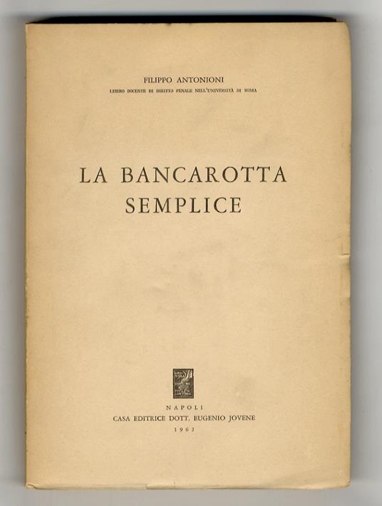 La bancarotta semplice - copertina