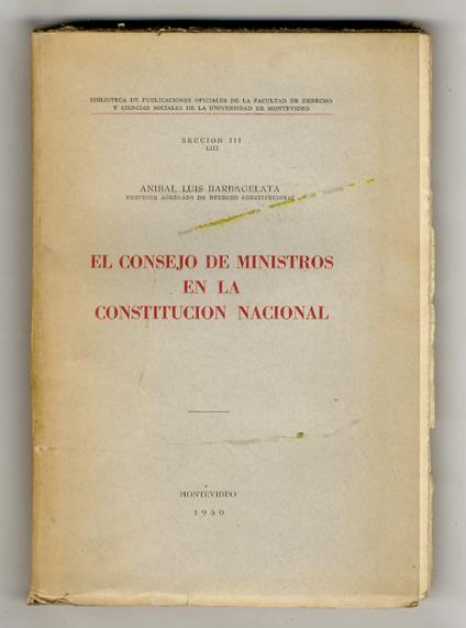 El Consejo de Ministros en la Constitucion Nacional - copertina