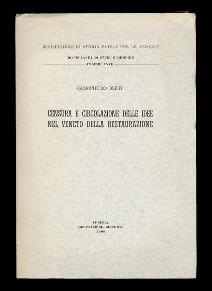 Censura e circolazione delle idee nel Veneto della Restaurazione - copertina