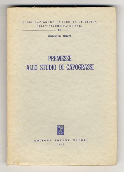 Premesse allo studio di Capograssi - copertina