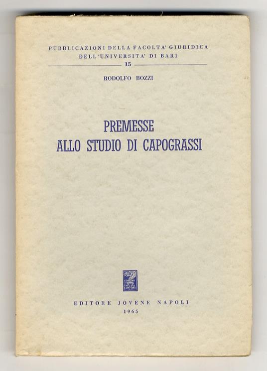 Premesse allo studio di Capograssi - copertina