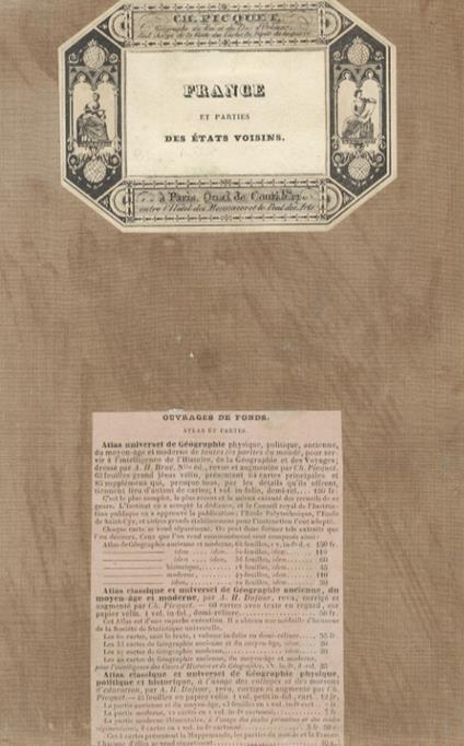 Carte geographique et administrative du Royaume de France. Comprenant en outre une grande partie des etats voisins. Dessiné par Hérisson géographe. Revue et completé par A. Brue, géographe du Roi. Nouvelle édition [...] - copertina