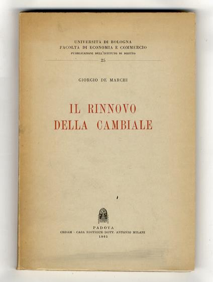 Il rinnovo della cambiale - copertina