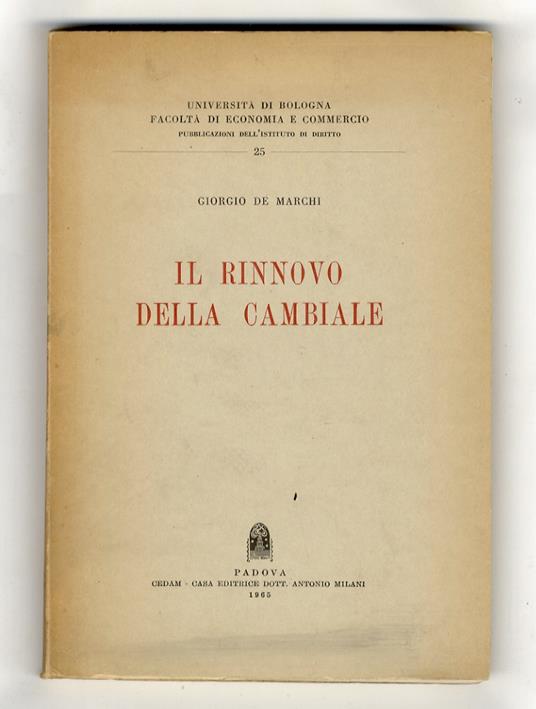 Il rinnovo della cambiale - copertina