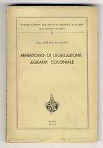 Repertorio di legislazione agraria coloniale