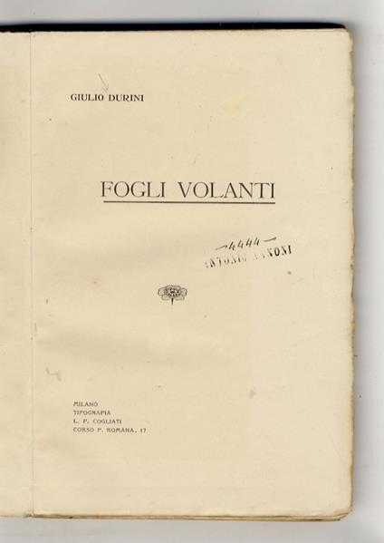 Fogli volanti - copertina