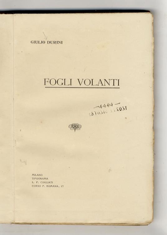 Fogli volanti - copertina