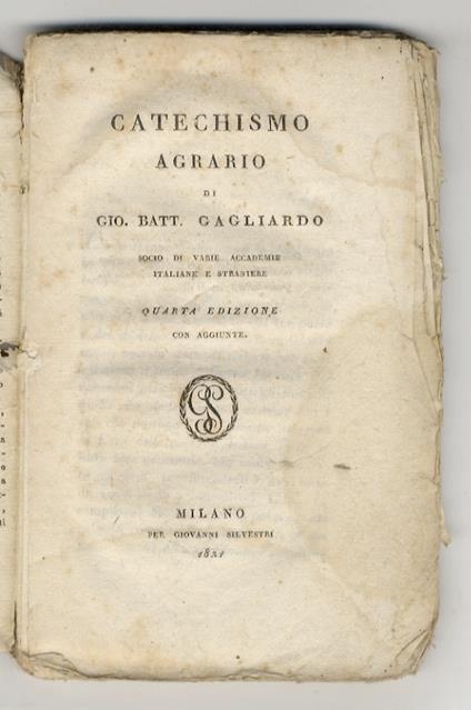 Catechismo agrario. Quarta edizione, con aggiunte - copertina