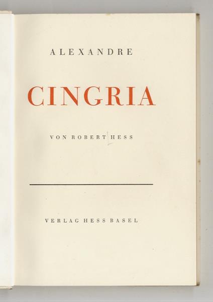 Alexandre Cingria - copertina
