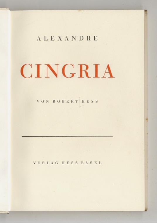 Alexandre Cingria - copertina