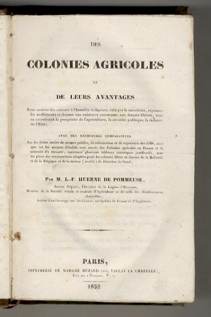Des colonies agricoles et de leurs avantages [...] - copertina