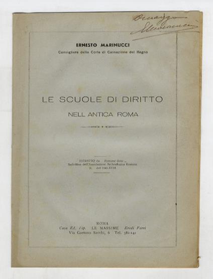 Le scuole di diritto nell'antica Roma - copertina