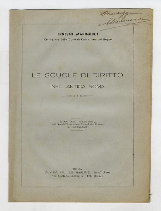 Le scuole di diritto nell'antica Roma - copertina
