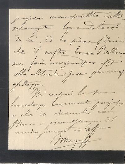 Lettera manoscritta autografa, firmata, stesa su quattro facciate su carta listata a lutto di un foglio piegato una volta. Indirizzata al prof. Antonio Canestrelli, datata: "Siena 4 giugno 1904". "Egregio sig. Professore, La ringrazio cordialmente pe - copertina