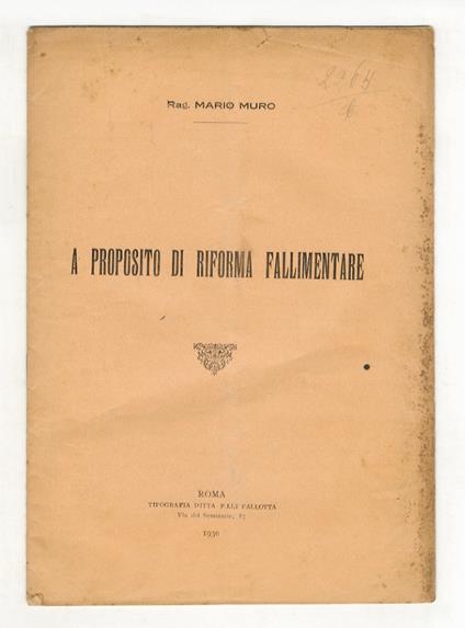 A proposito di riforma fallimentare - copertina