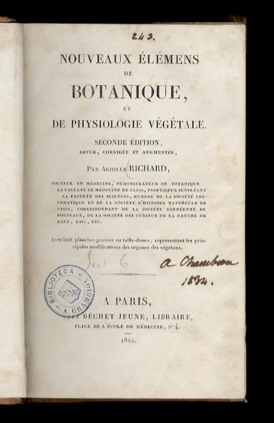 Nouveaux élémens de botanique et de physiologie végétale. Seconde édition, revue, corrigée et augmentée (...) - copertina