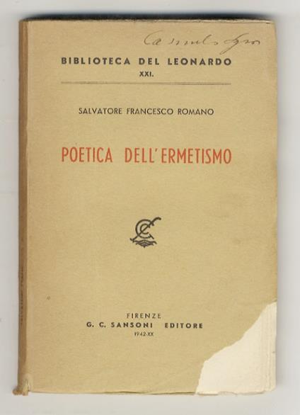 Poetica dell'ermetismo - copertina