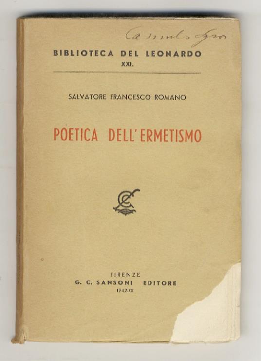 Poetica dell'ermetismo - copertina