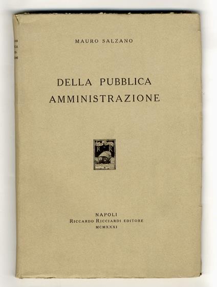 Della pubblica amministrazione - copertina