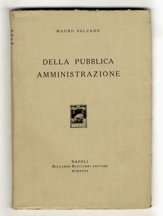 Della pubblica amministrazione - copertina