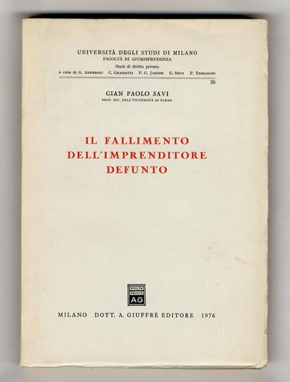 Il fallimento dell'imprenditore defunto - copertina