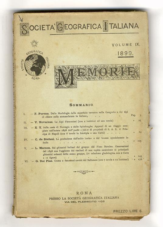 Memorie. Volume IX. 1899 - copertina