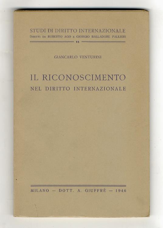 Il riconoscimento nel diritto internazionale - copertina