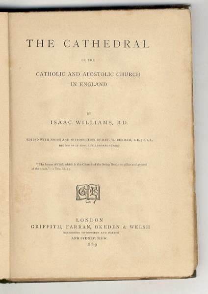 The Cathedral, or the Catholic and Apostolic Church in England. (A Poem) - copertina