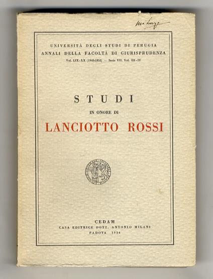 STUDI in onore di Lanciotto Rossi - copertina