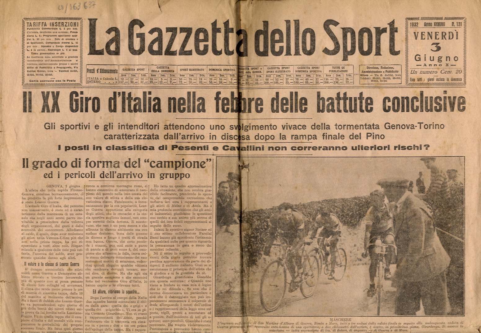 Gazzetta Dello Sport Originale Du 13 Octobre 1973 – Merckx, Gimondi, Lombardia