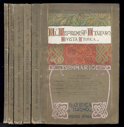 RISORGIMENTO (IL) italiano. Rivista storica. (Organo della "Società nazionale per la storia del Risorgimento italiano"). Anno III: 1910. Fascicoli: 1-2, 3, 4, 5, 6. [Annata completa] - copertina