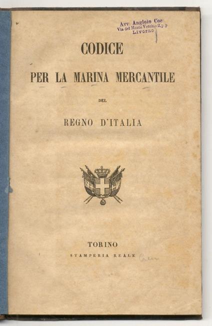 Codice per la marina mercantile del Regno d'Italia - copertina
