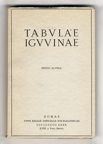 TABULAE iguvinae, editae a Iacobo Devoto. Editio altera - copertina