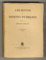 ARCHIVIO di diritto pubblico. Diretto da Donato Donati. Volume I [- volume III]