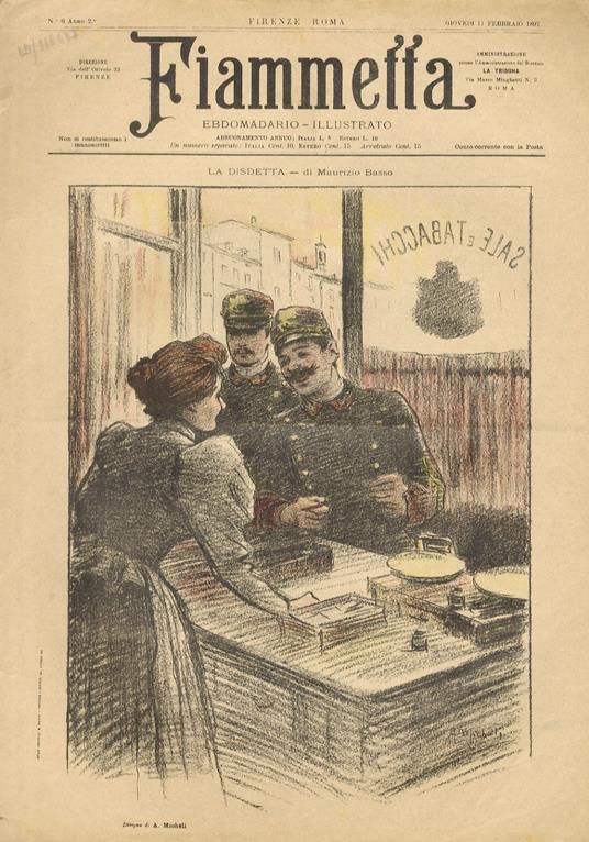 FIAMMETTA. Ebdomadario illustrato. Anno 2. N. 6. Giovedì 11 frbbraio 1897 - copertina