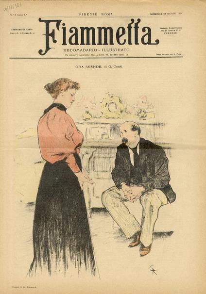 FIAMMETTA. Ebdomadario illustrato. Anno 1. N. 9. Domenica 28 giugno 1896 - copertina