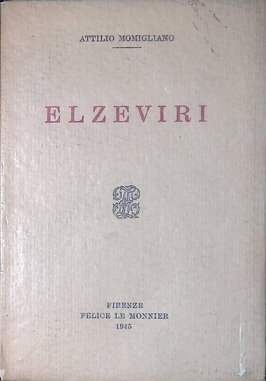 Elzeviri - Attilio Momigliano - copertina