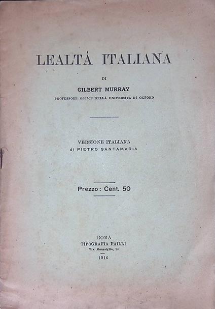 Lealtà italiana - Albert Murray - copertina