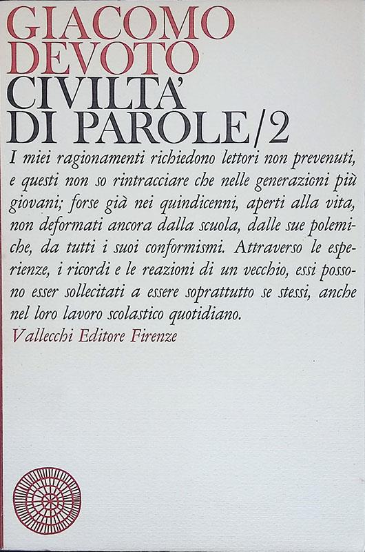 Civiltà di parole 2 - Giacomo Devoto - copertina