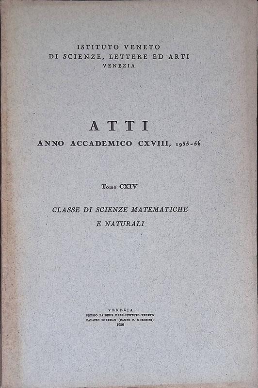 Atti anno accademico CXVIII 1955-56, tomo CXIV. Classe di scienze matematiche e naturali - copertina