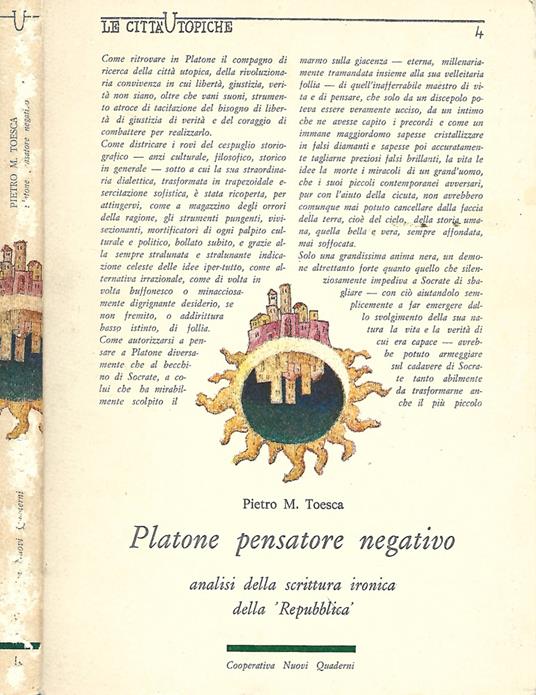 Platone pensatore negativo - Pietro M. Toesca - copertina