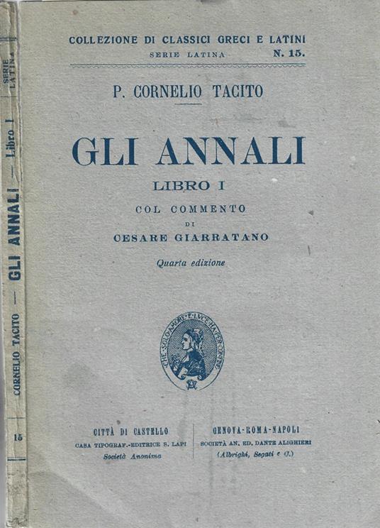 Gli annali Vol. I - P. Cornelio Tacito - copertina