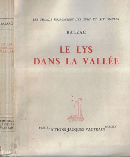 Le lys dans la vallee - Honoré de Balzac - copertina