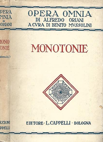 Monotonie - Alfredo Oriani - copertina