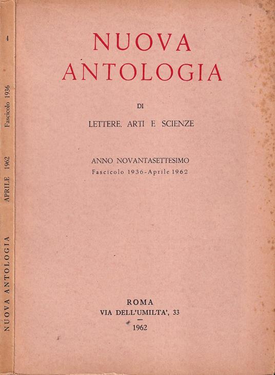 Nuova antologia, anno 97°, volume 484, 1962 - copertina